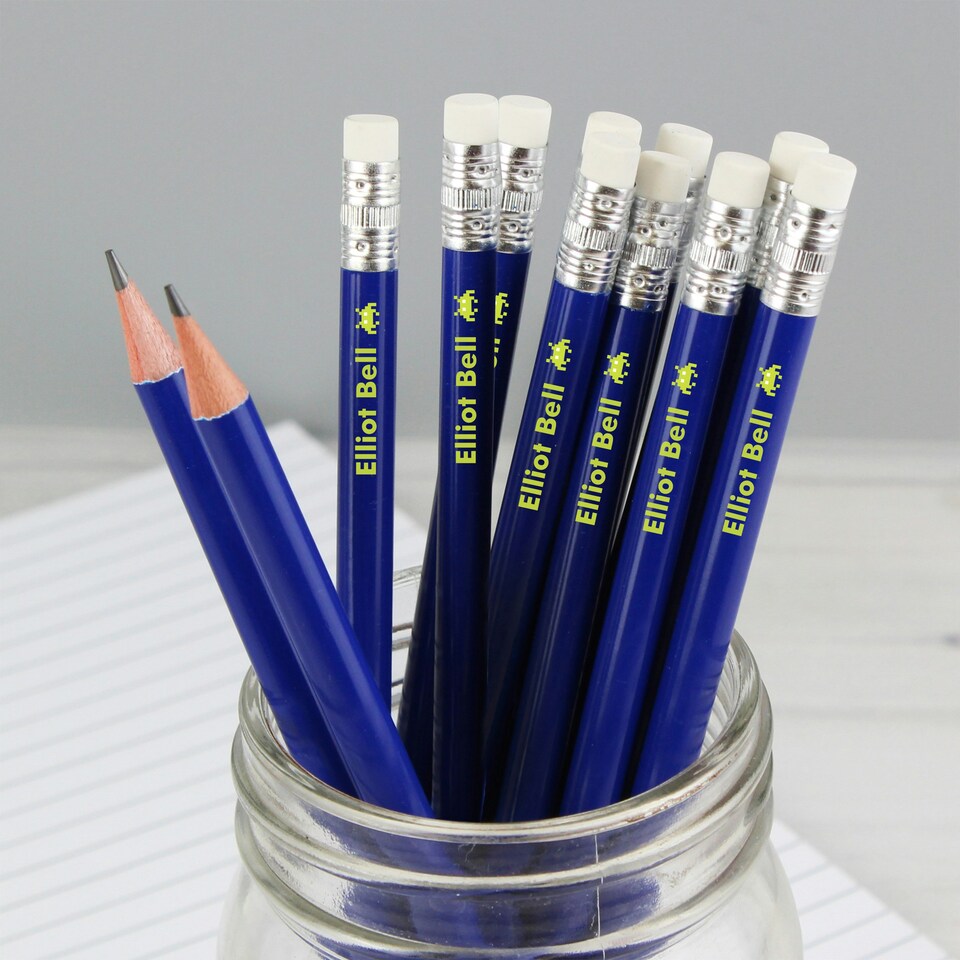 image 1 of Personalised Alien Motif Blue Pencils