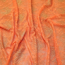 Orange Metallic Lace Fabric for Dressmaking, 108cm / 42" Wide - per metre