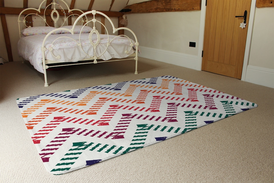 image 1 of Freehand Horizontal Zigzag And Chevron Stripes Rug | Multi