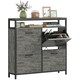 image 1 of HOMCOM Shoe Cabinet with 4 Flip Drawers, Holds 12-20 Pairs | Grey | 98W x 24D x 95H cm | 1