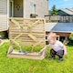 image 2 of Outsunny Kids Running Water Playset w/ Sink Toys, Water Carts, Tracks | Yellow | Natural wood finish