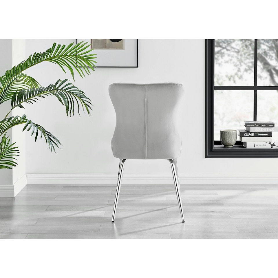 image 1 of Furniturebox 2x Nora Light Grey Velvet Silver Leg Dining Chairs