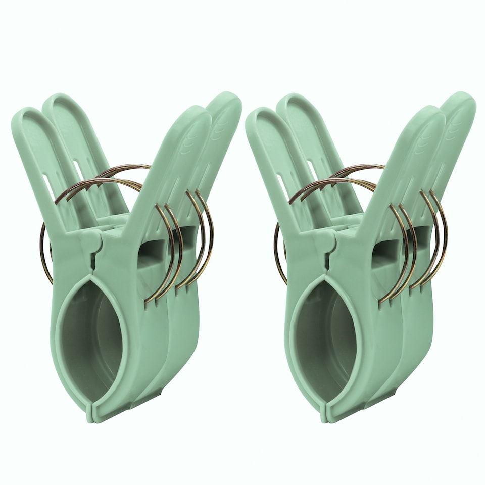 image 1 of JVL Pack of 4 Beach Towel Pegs, Green