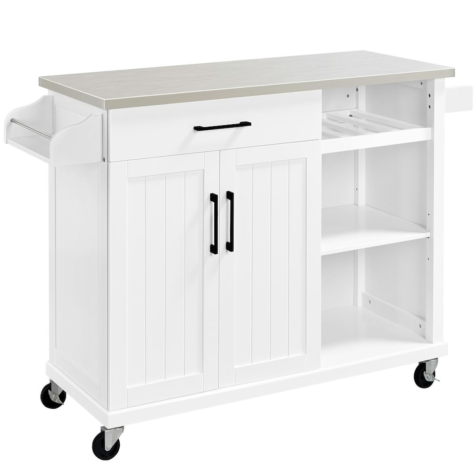 image 1 of Yaheetech Kitchen Island Cart with Stainless Steel Top & Storage