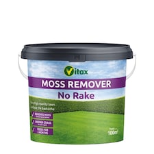 Vitax Moss Remover 100 square meter Tub Lawn Fertiliser for Moss Removal & Feeding Greener Lawn No Rake 12 Week Feed UK Lawn Coe
