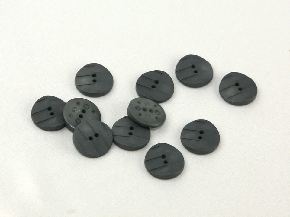 Dill Grey Round Textured Buttons for Dressmaking - 25mm - per value pack of 12
