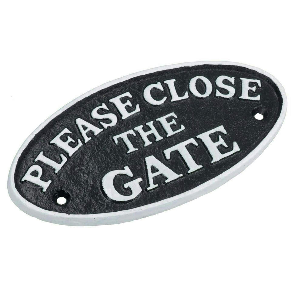 image 1 of Please Close The Gate Black Cast Iron Sign Plaque Door Wall House Home Yard