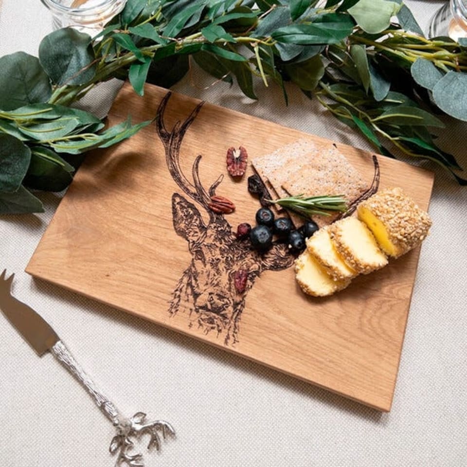 image 1 of The Just Slate Company Stag 30cm Oak Serving Board