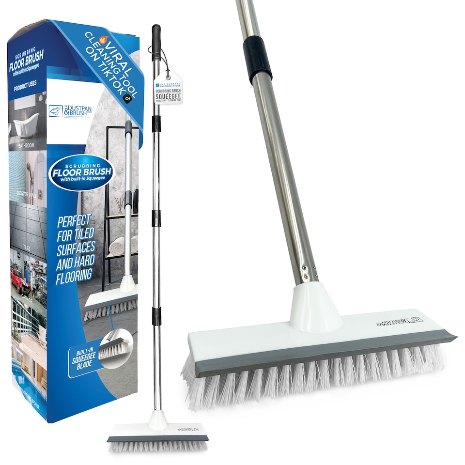 image 1 of Floor Squeegee Brush Long Handled for Indoor or Outdoor Tile and Wood Surfaces