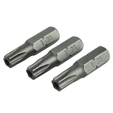 Faithfull Security S2 Grade Steel Screwdriver Bits - Multi Colour - T30Sx25mm Pack of 3