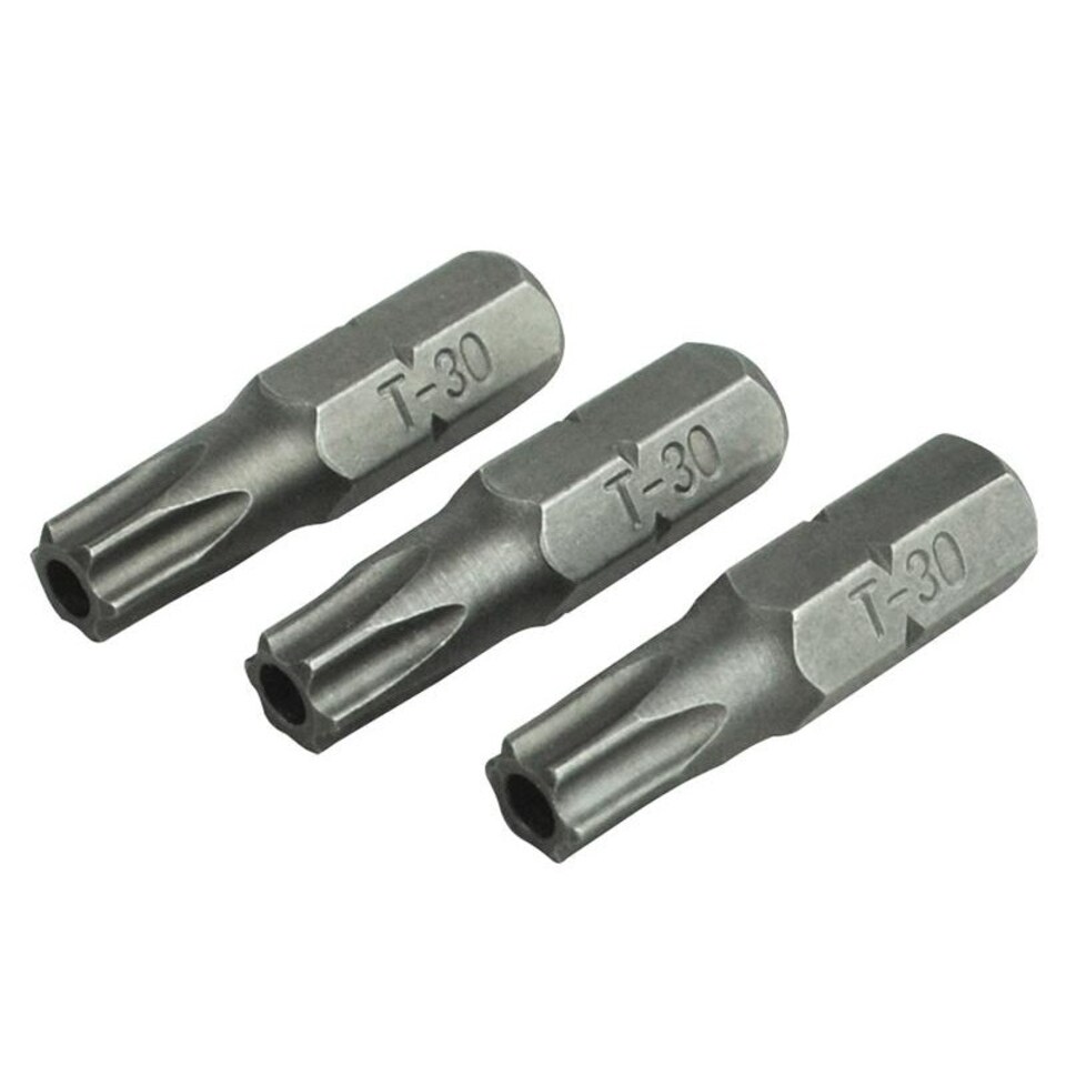 Faithfull Security S2 Grade Steel Screwdriver Bits - Multi Colour - T30Sx25mm Pack of 3
