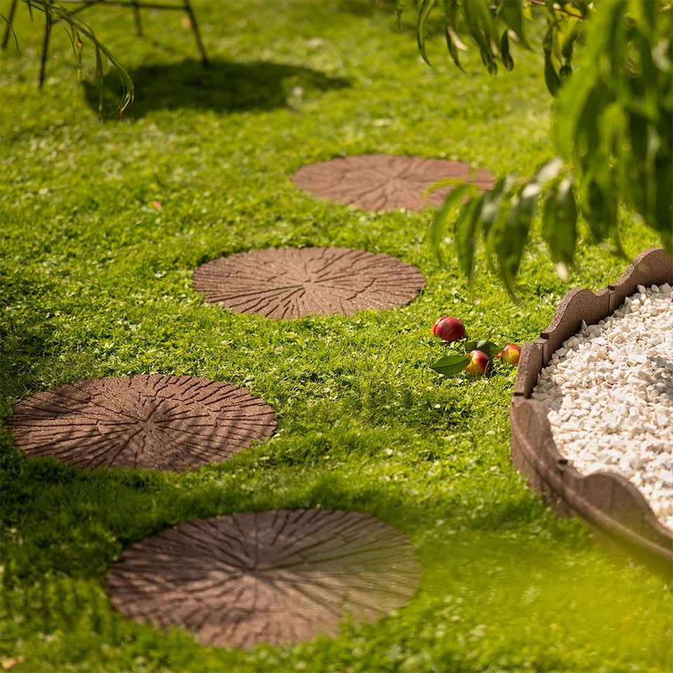 image 1 of Earth brown Single size Cracked log Stepping stone - Pack of 2 | Brown | Bown | Pack of 2