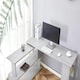 image 4 of Grey Office Desk with Black Velvet Upholstered Chair Wooden Room Furniture Grey