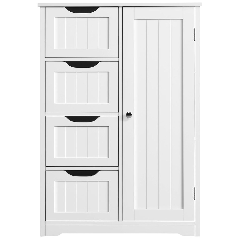 image 1 of Yaheetech Large Wooden Bathroom Floor Cabinet White | White