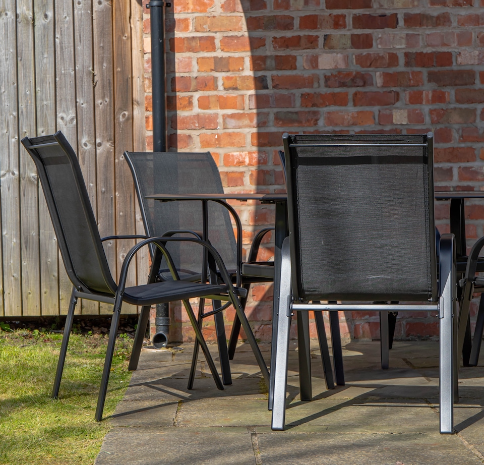 image 1 of Outdoor 4 Person Rectangular Glass Top Garden Patio Dining Table Chairs Set