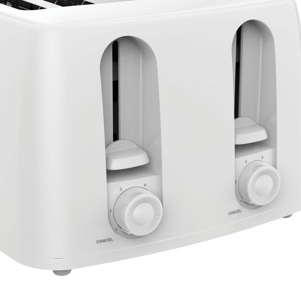 image 1 of Igenix 4 Slice Toaster, 1300W Power, 100 x 100mm Toasting Slots, 6 Variable Browning Levels, Integrated Browning Control Dial with Cancel Function, Removable Crumb Tray, Cord Storage, White