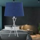image 6 of First Choice Lighting Set of 2 Tripod Table Lamps with Navy Cotton Fabric Shades Chrome | Blue