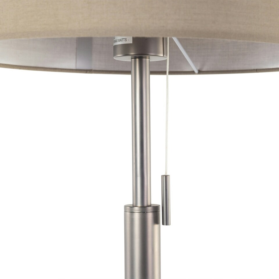 image 1 of Verta - Pewter Floor Lamp with Matching Silk Shade Grey | Grey