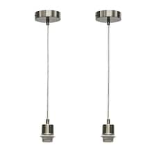 First Choice Lighting Set of 2 Carss Satin Nickel Ceiling Pendant Flex Suspension Kits for Easy Fit Shades Silver
