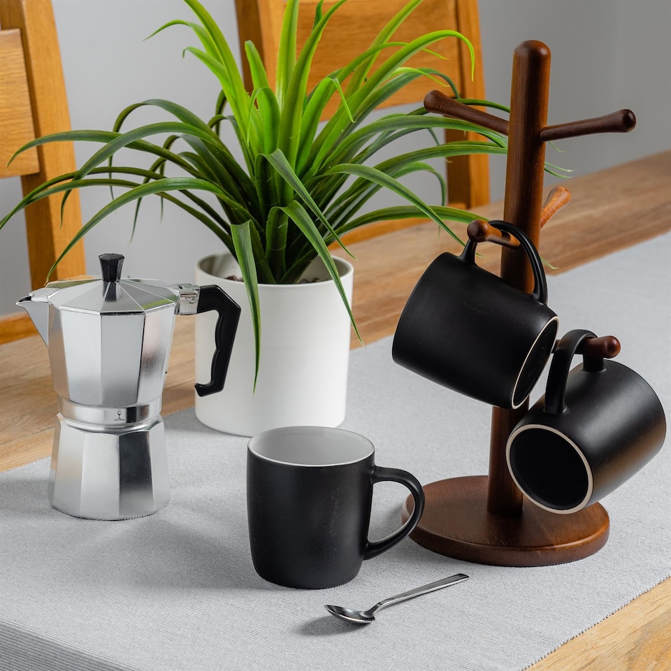 image 1 of Argon Tableware Matt Coloured Coffee Mugs - 350ml - Black - Pack of 4 | Black | Black | 4