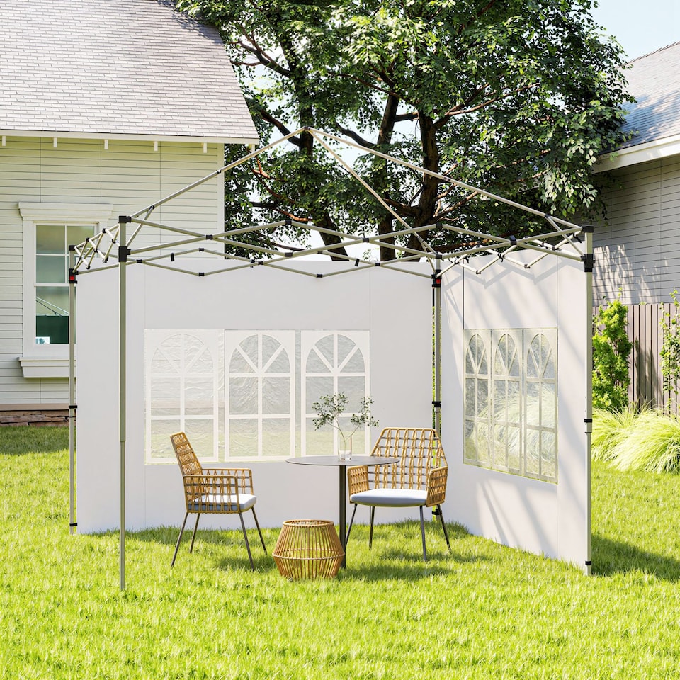 image 1 of Outsunny Gazebo Side Panels for 3x3(m) or 3x4m Pop Up Gazebo, 2 Pack, White