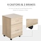 image 4 of HOMCOM 2 Drawer Filing Cabinet with Wheels, Mobile Filing Cabinet for Home Office, Small Printer Stand, Oak