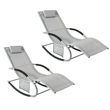 SoBuy OGS28-HGx2,Set of 2 Outdoor Garden Rocking Sun Lounger Recliner