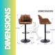 image 8 of 2PC Height Adjustable 360 PU Leather Swivel Barstools Set With Armrest Brown Brown