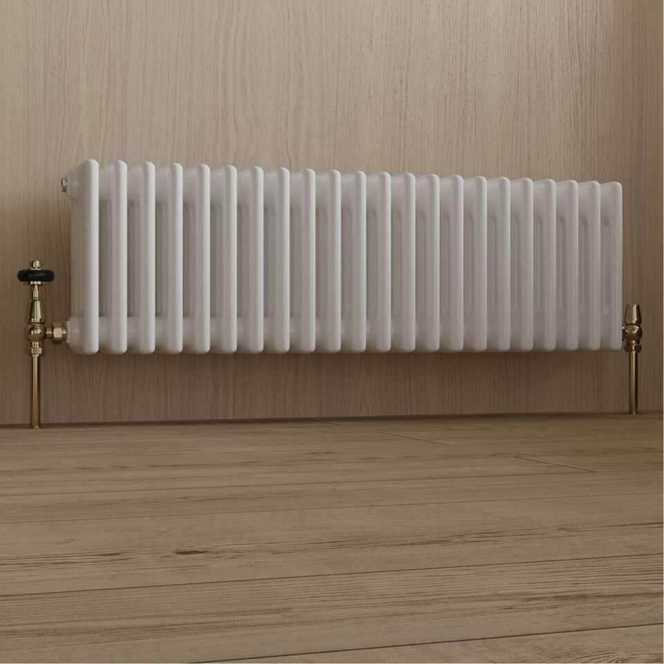 image 1 of Signature Wooden Head - Polished Brass Thermostatic Radiator Valve & Installation Kit Angled 15mm