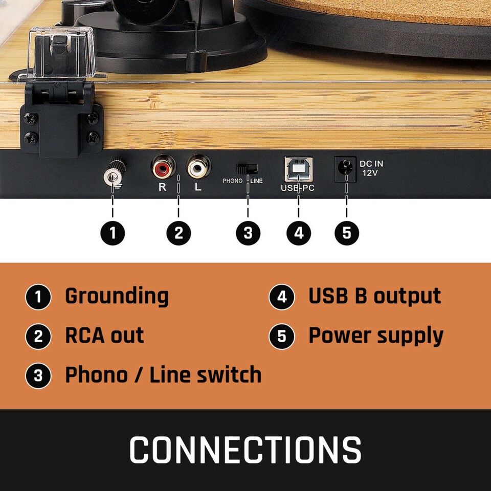 image 1 of Lenco LBT-335BA - Turntable with Bluetooth transmission, Bamboo
