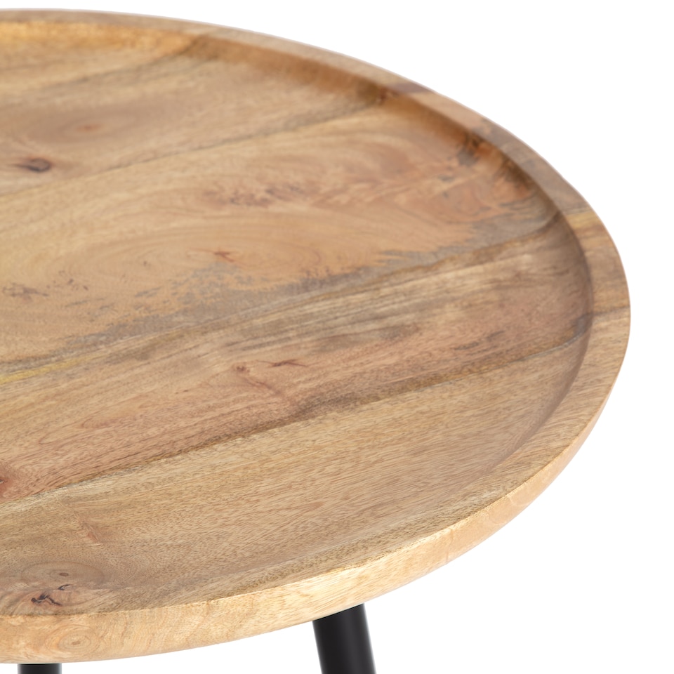 image 1 of Chervey Round Solid Mango Wood Side Table with Tri-Pin Legs Large