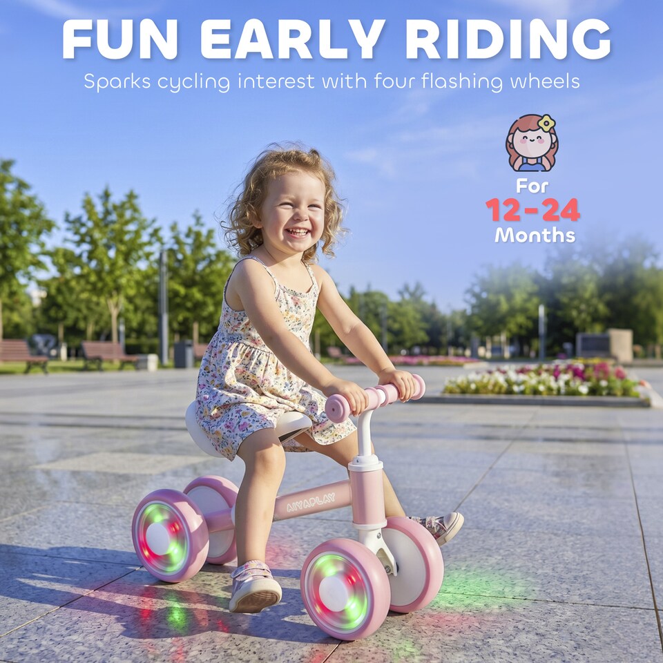 image 1 of AIYAPLAY Baby Balance Bike for 1-2 Year Olds, Light-up Toddler Balance Bike