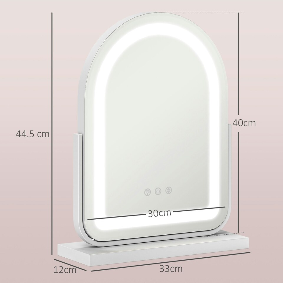 image 1 of HOMCOM Vanity Mirror with 3 Colour Light, 360 Degree Rotation, Touch Screen | White