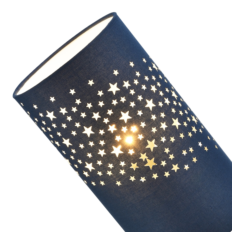 image 1 of Modern Stars Decorated Children/Kids Midnight Blue Cotton Bedside Table Light | Blue