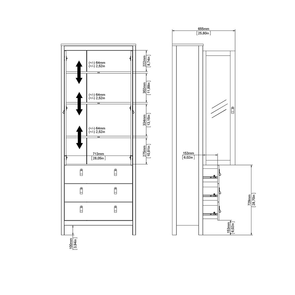 image 1 of Madrid China Cabinet 2 Glass Doors with 3 Drawers in Cashmere N/A
