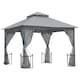 image 1 of Outsunny 3 x 3m Garden Gazebo Patio Party Tent Shelter Outdoor Canopy Double Tier Sun Shade with Metal Frame and Netting, Light Grey