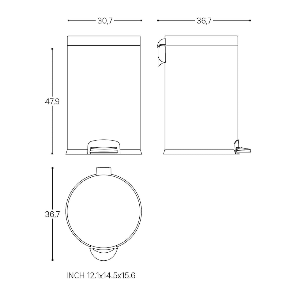 image 1 of COSMIC Waste Bin 20L, Pedal, Soft-close, Matt Black, Architect Collection