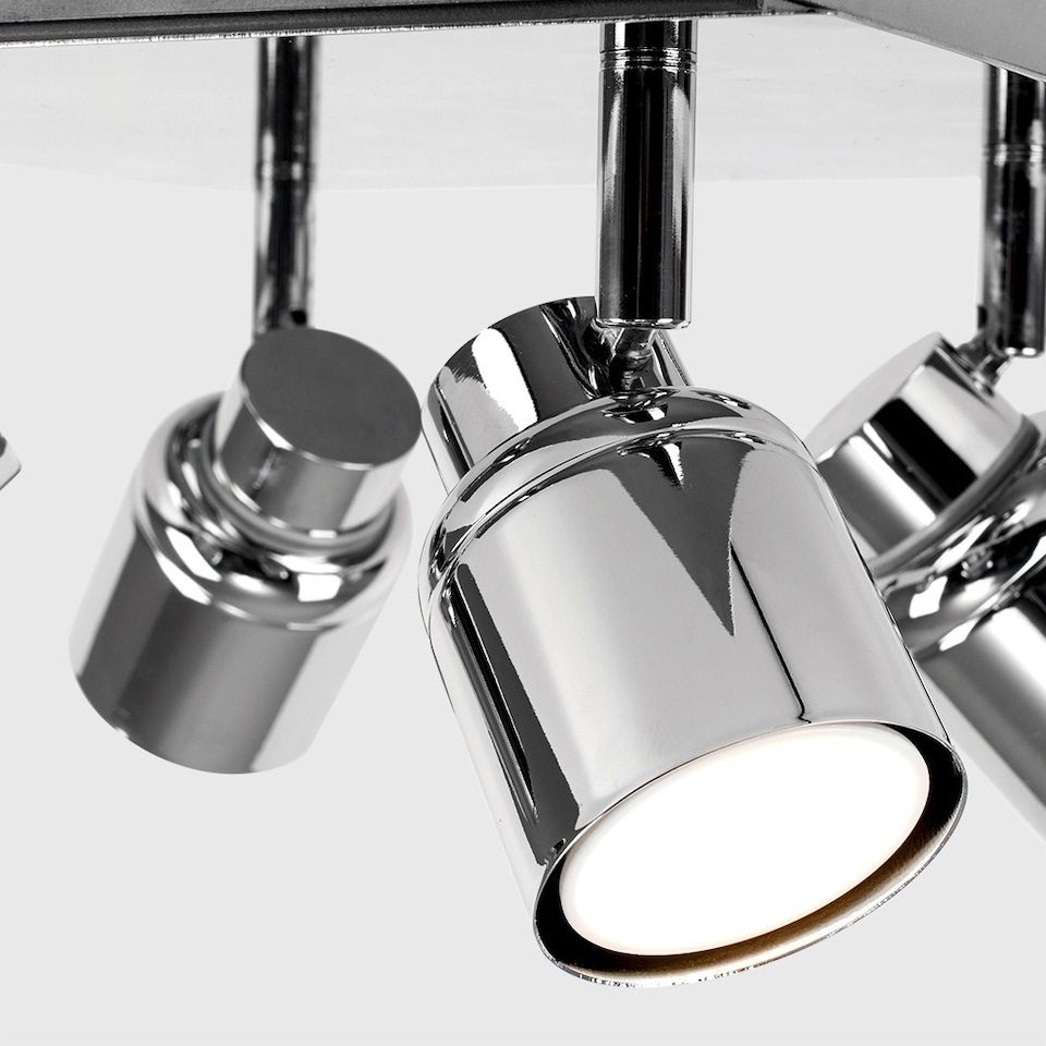 image 1 of ValueLights Benton Chrome IP44 Square Bathroom Ceiling Light & Bulb | Chrome