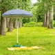 image 5 of Harbour Housewares Metal Beach Parasol & Base Set - 1.74 x 1.93m - Blue Stripe/Green