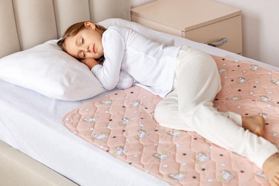 image 1 of Lynmark Toddler Potty Training Bed Pads, Absorbs Up to 1200ml, 90x85cm | Pink | Unicorn | 1
