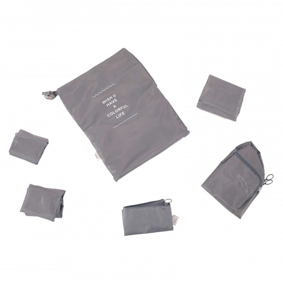 image 1 of Oypla Pack of 6 Waterproof Travel Luggage Organiser Packing Bags Grey