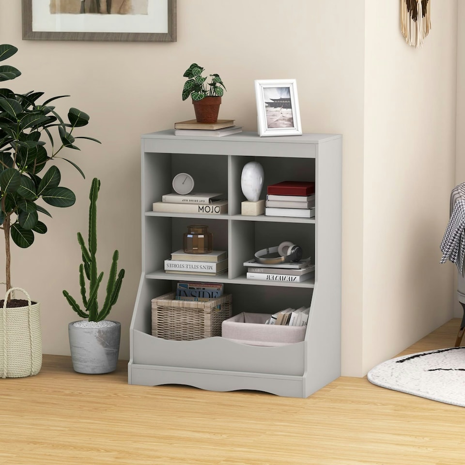 image 1 of COSTWAY Kids Storage Shelf Children Toy Storage Organizer | Grey