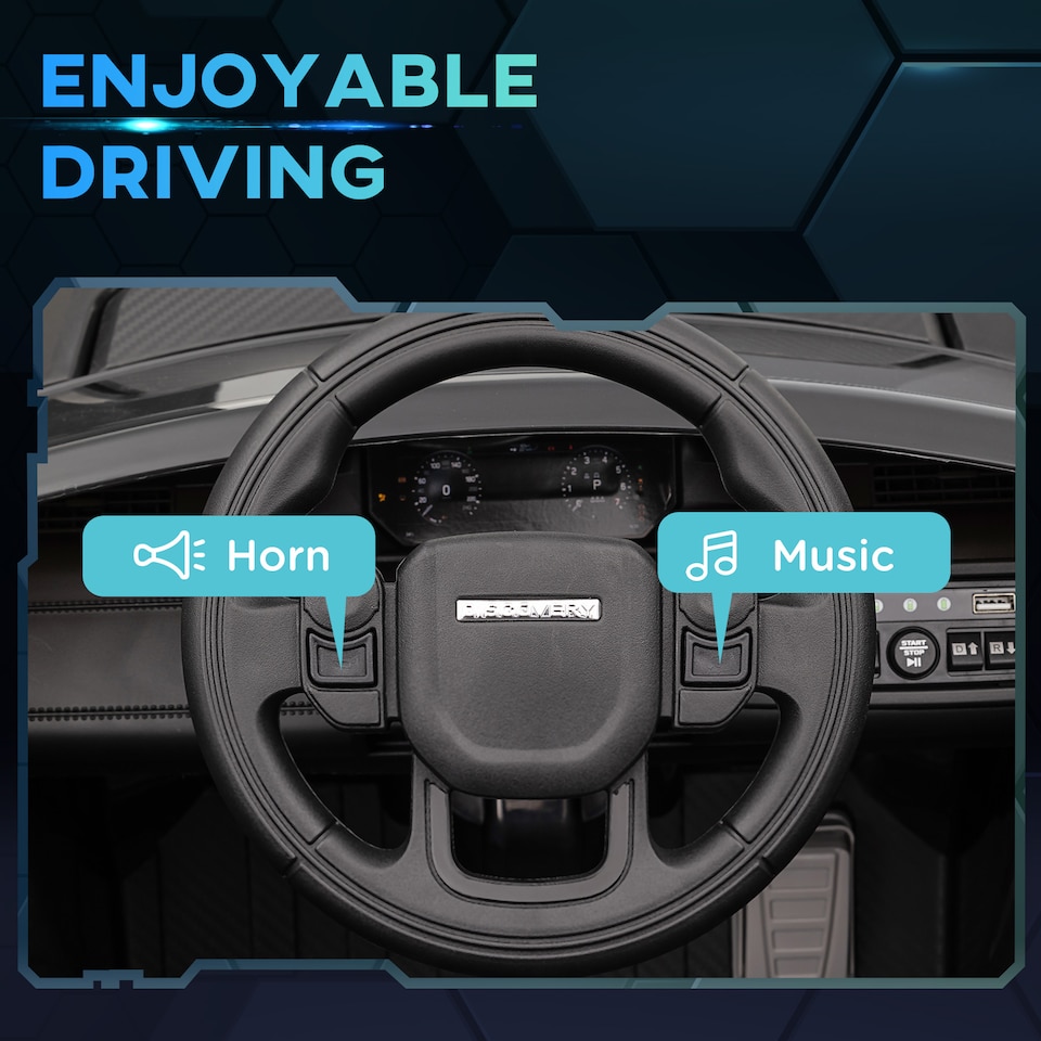 image 1 of AIYAPLAY Land Rover Discovery Sport Licensed Kids Electric Car, 12V Ride on Car with Remote Control, LED Lights, Music, Horn, for Ages 3-6 Years, Black