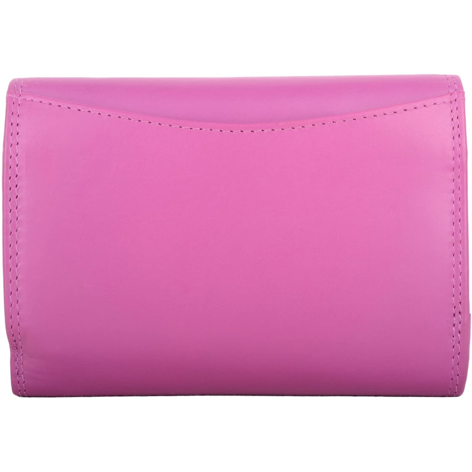 image 1 of London Leathergoods Womens Tri Fold Money Holder Magnetic Flap Purse Wallet | Pink | Cerise