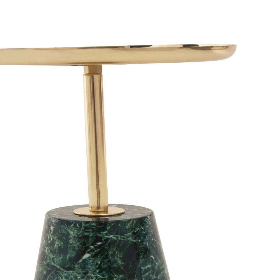 image 1 of Avola Gold Side Table Green Marble Effect Base Green