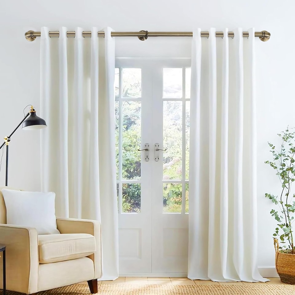 image 1 of Lister Cartwright 25mm Antique Brass Industrial Pipe Extendable Curtain Pole Heavy Duty Metal Curtain Rod (70-120 cm)