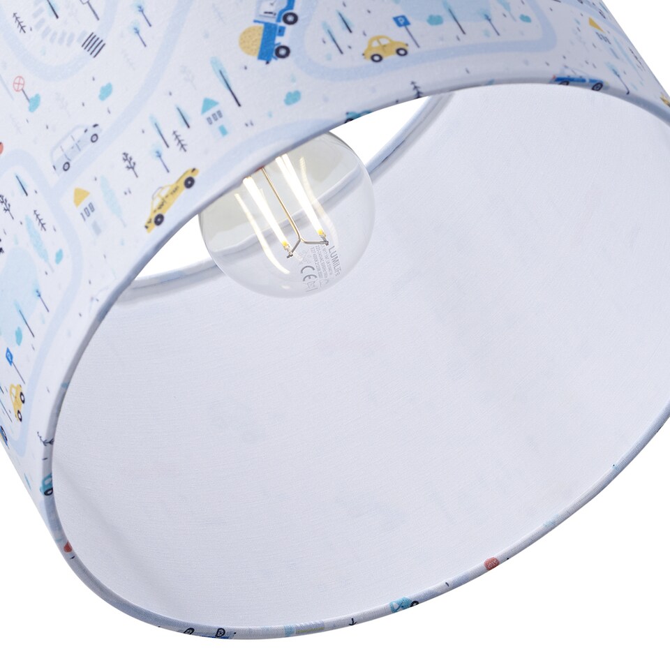 image 1 of Little Ones Play Village Lamp Shade - Town City Car Roads Map with Cars & Trucks | Multi | 10"