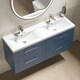 image 3 of Retro 4 Drawer Wall Hung Vanity Unit with Double Ceramic Basin - 1200mm - Satin Blue - Balterley Blue