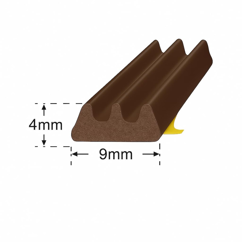 image 1 of Exitex Self Adhesive E Strip Seal 5m Draught Proofing Rubber, Seals Gaps 2mm to 4mm | Brown