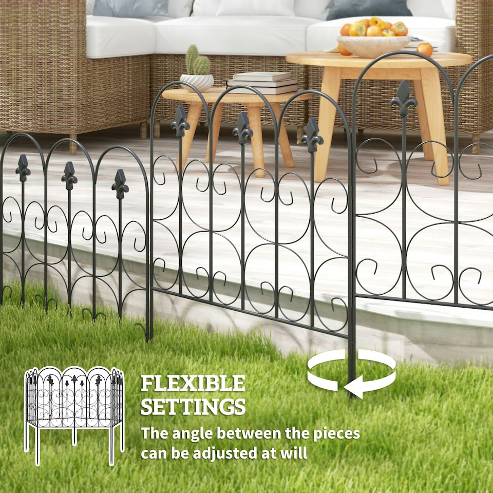 image 1 of Outsunny 5PCs Decorative Garden Fencing Metal Border Edging